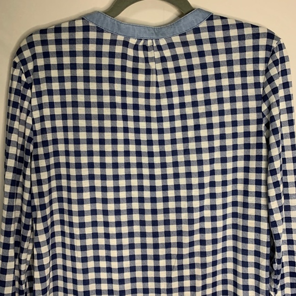 Eden & Olivia Shirt Size S Blue Plaid Long Sleeve Roll Tab Sleeves Anthropologie - Picture 8 of 11